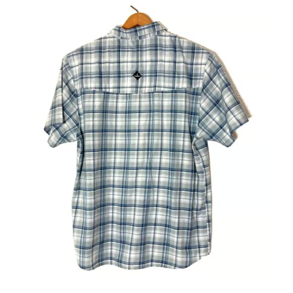 PrAna Men's Blue and Gray Plaid Button Up Shirt - Large - Picture 4 of 7